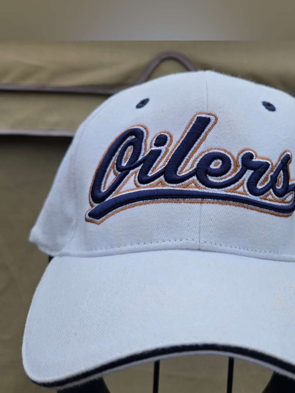 Edmonton Oilers White Script Baseball Cap